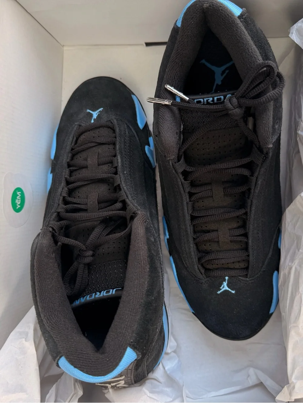 Jordan Retro 14 Black & University Blue Suede Basketball Sneakers